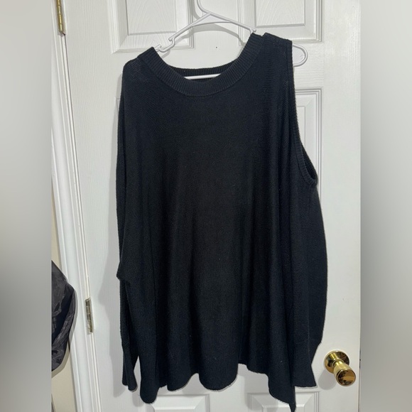 Black Knit Sweater w/ one cold shoulder - Picture 2 of 6